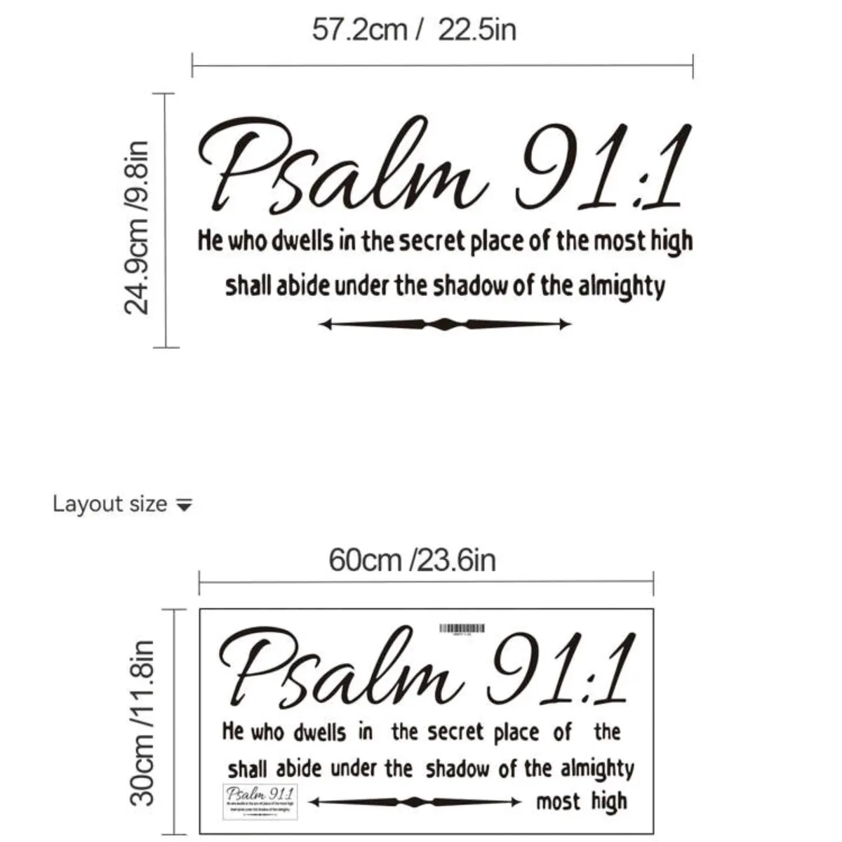 1pc "Psalm" English Phrase Wall Sticker
