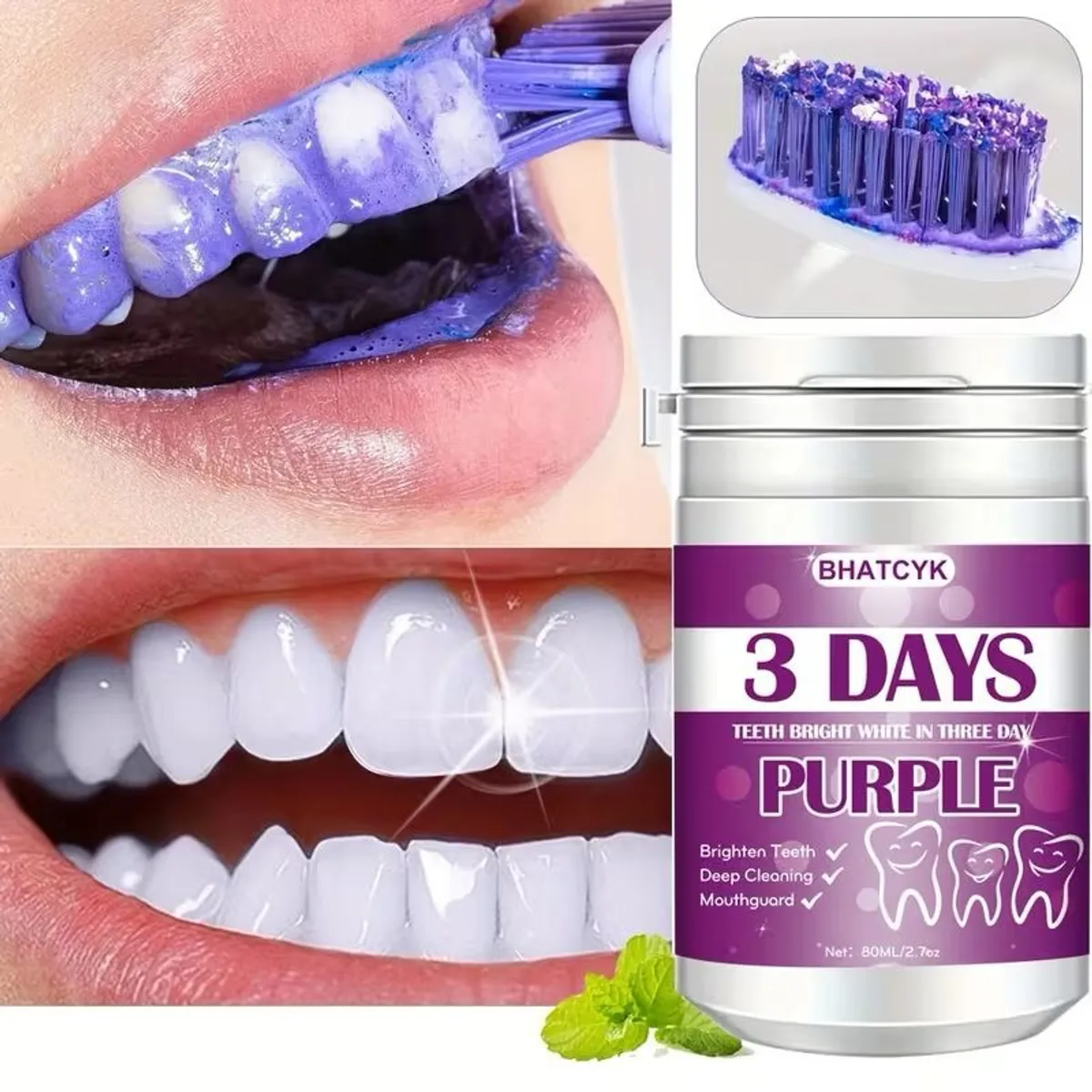 BHATCYK Purple Teeth Whitening Powder 80Ml