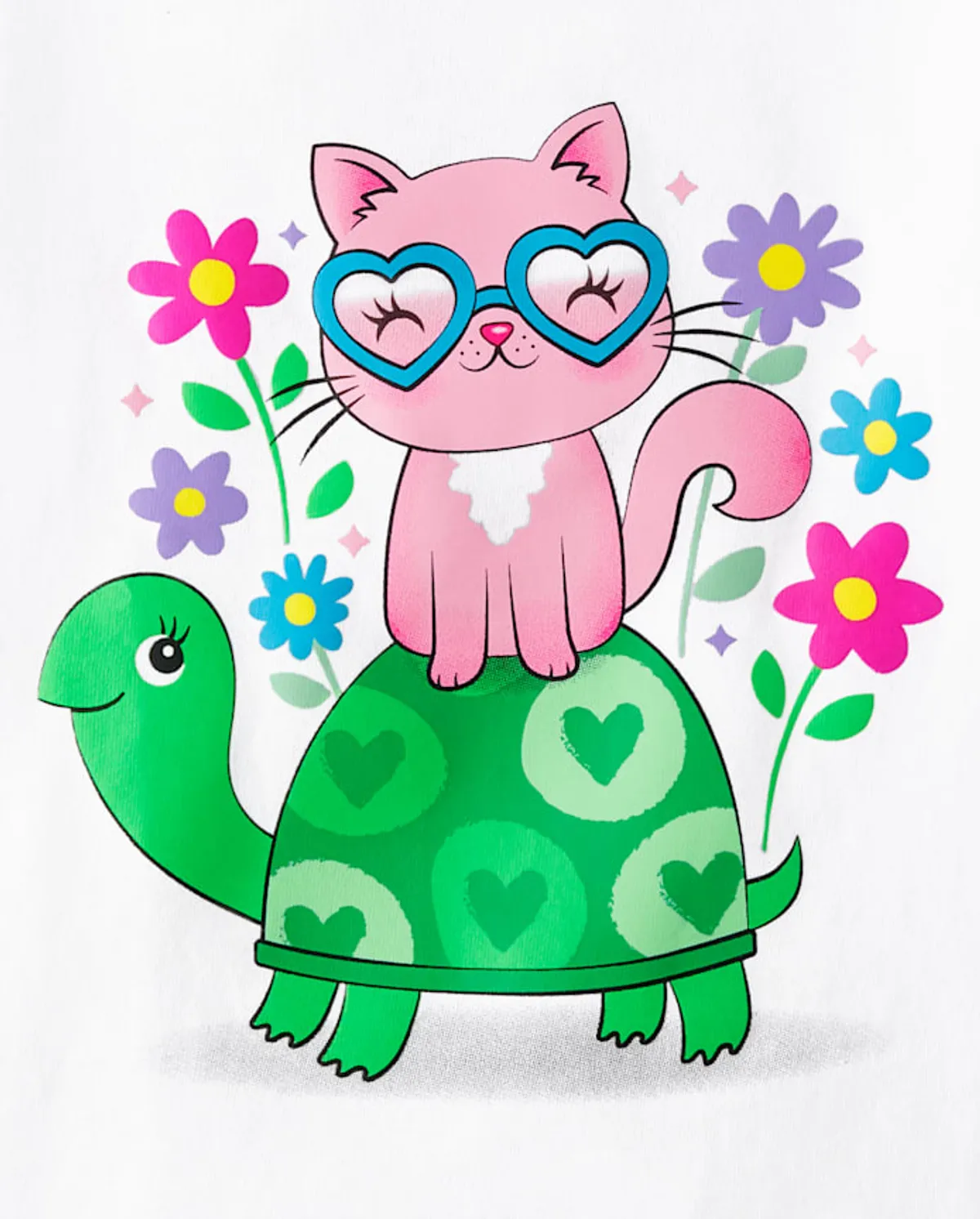 The Children's Place 
Baby And Toddler Girls Cat Turtle Graphic Tee, White - Size 12-18 Months