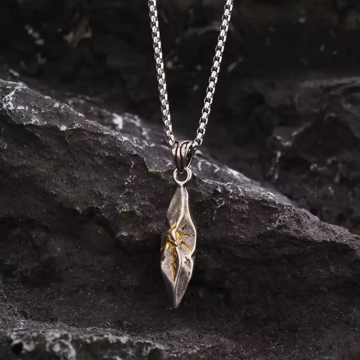 Tribal Rune Sun Pattern Pendant, Vintage Necklace