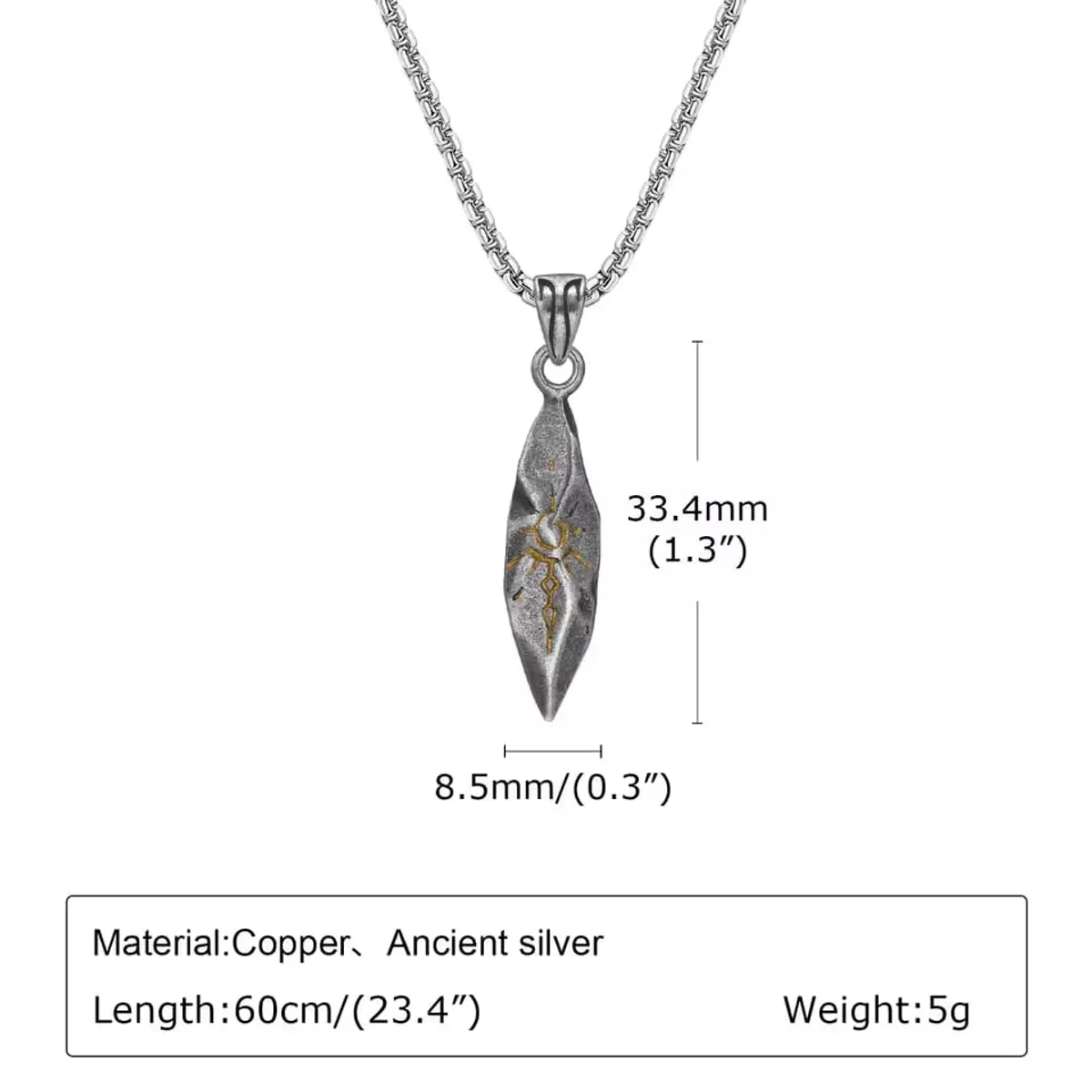 Tribal Rune Sun Pattern Pendant, Vintage Necklace