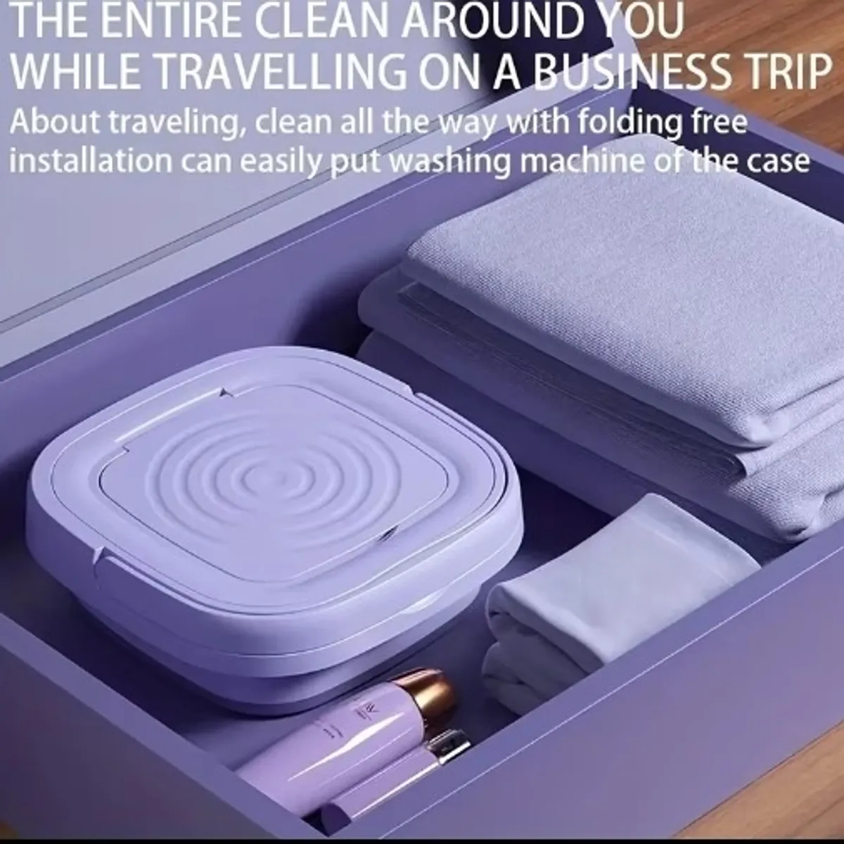 [Foldable Washing Machine] 2.11gal High Capacity Mini Washer with 3 Modes Deep Cleaning Half Automatic Washt, Foldable Washing Machine with Soft Spin Dry for Socks, Clothes, Towels, Delicate Items (Purple)