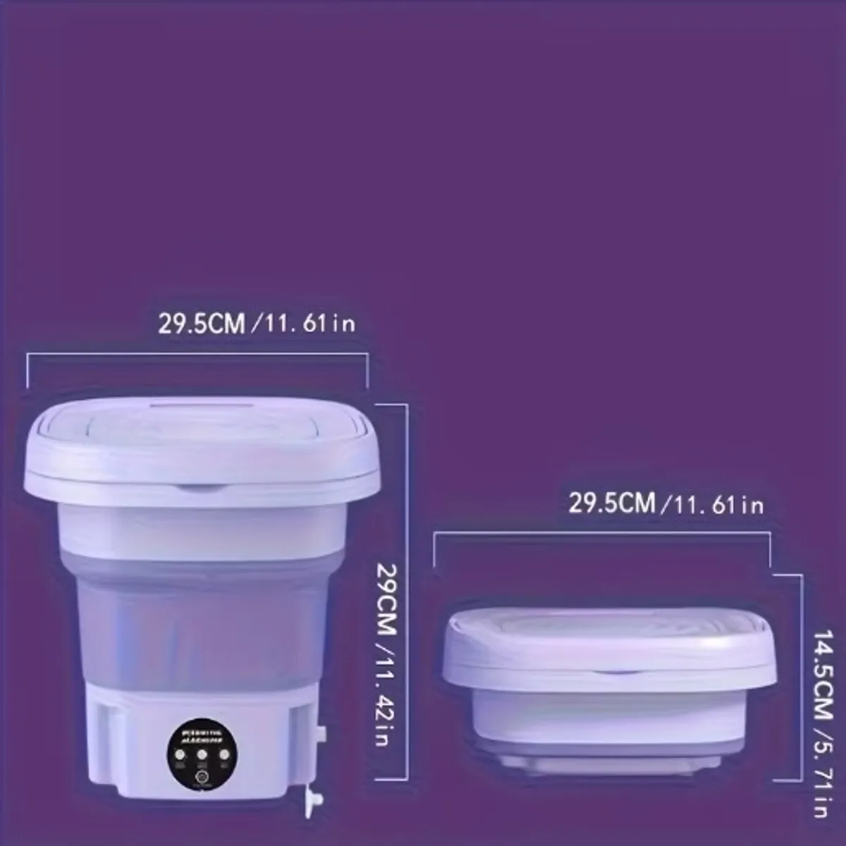 [Foldable Washing Machine] 2.11gal High Capacity Mini Washer with 3 Modes Deep Cleaning Half Automatic Washt, Foldable Washing Machine with Soft Spin Dry for Socks, Clothes, Towels, Delicate Items (Purple)