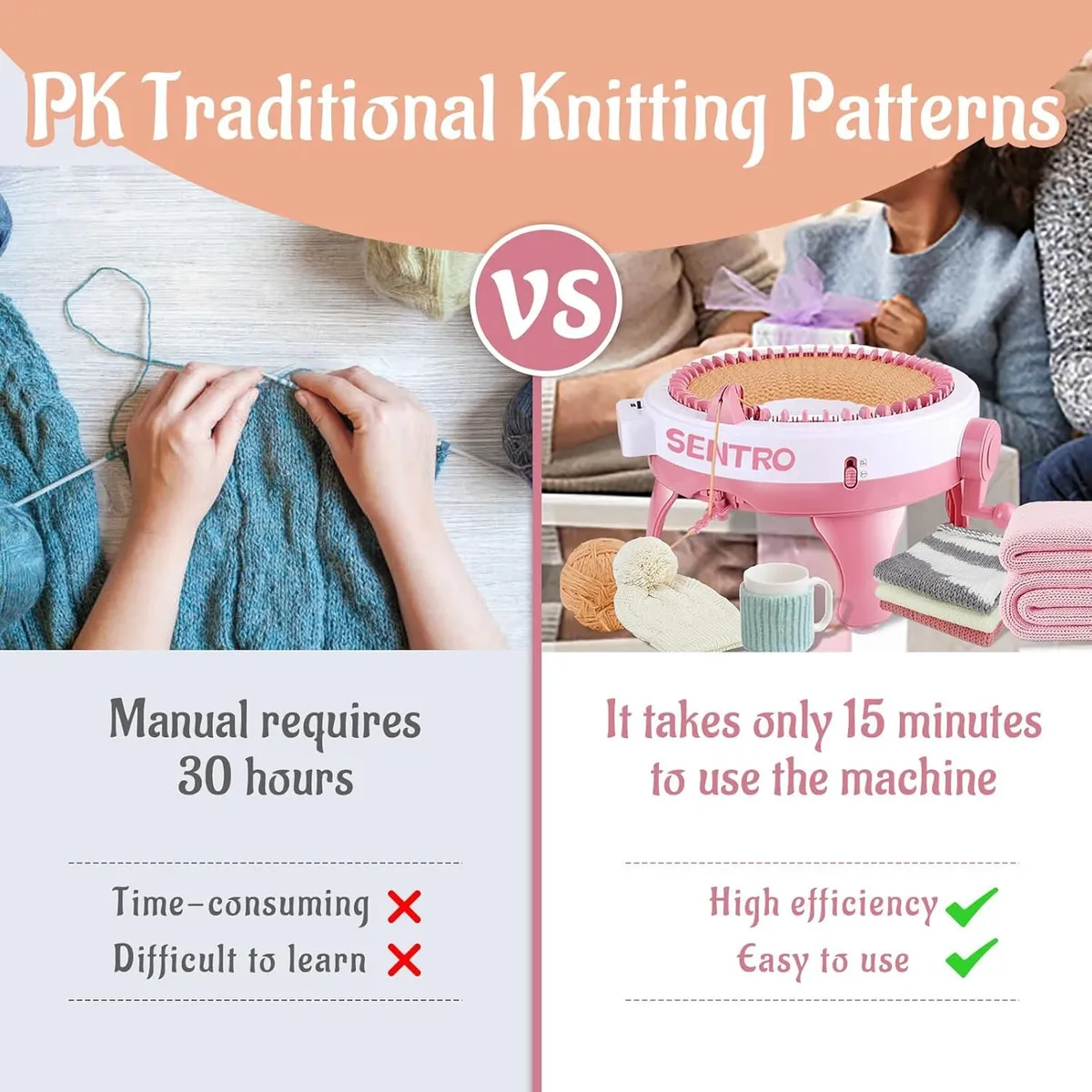 SENTRO Knitting Machine 48 Needles with Row Counter, Crochet Knitting Loom Machine for Beginners