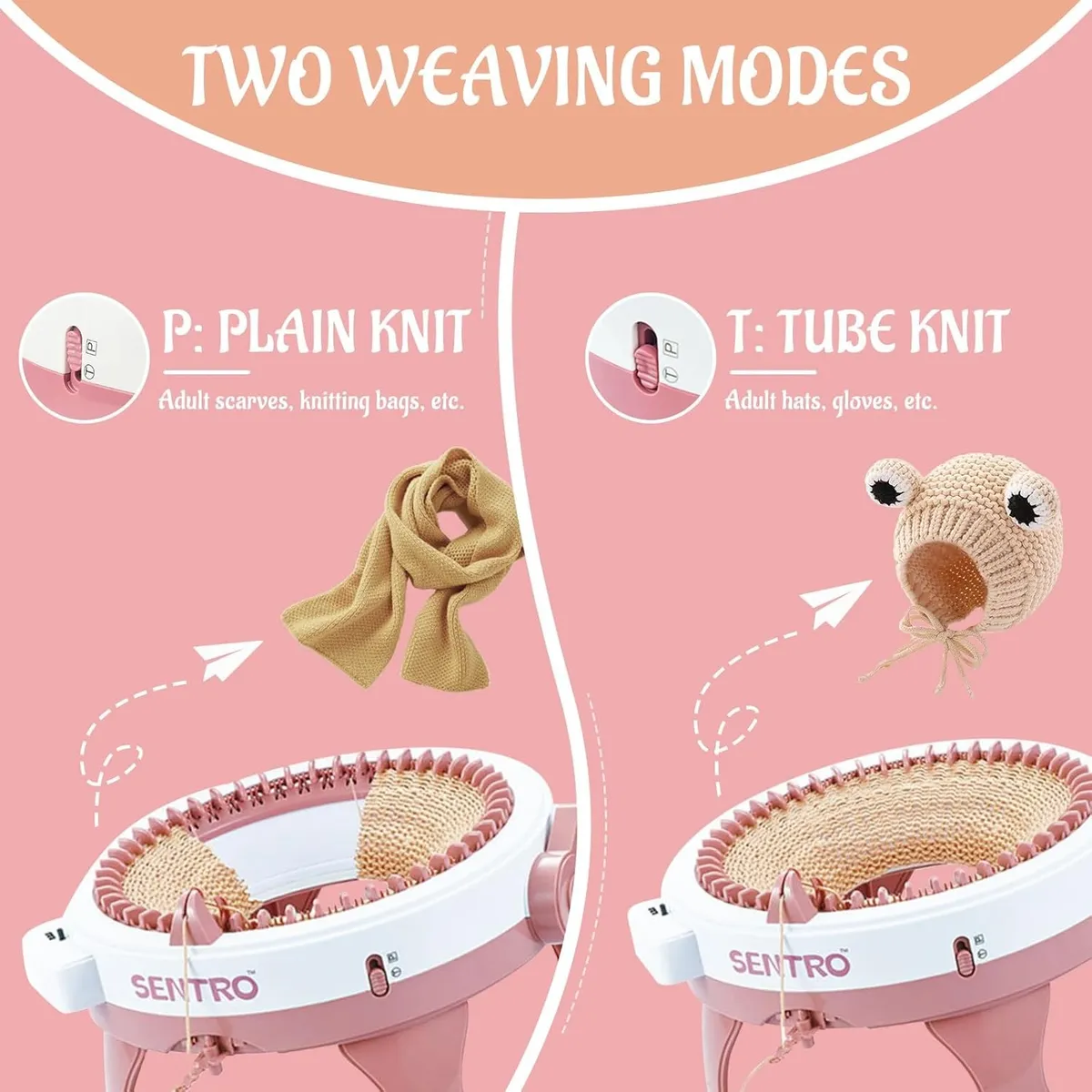 SENTRO Knitting Machine 48 Needles with Row Counter, Crochet Knitting Loom Machine for Beginners