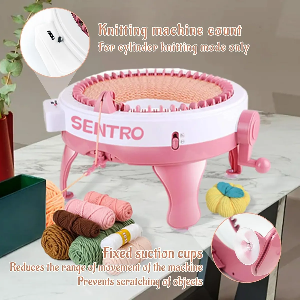 SENTRO Knitting Machine 48 Needles with Row Counter, Crochet Knitting Loom Machine for Beginners