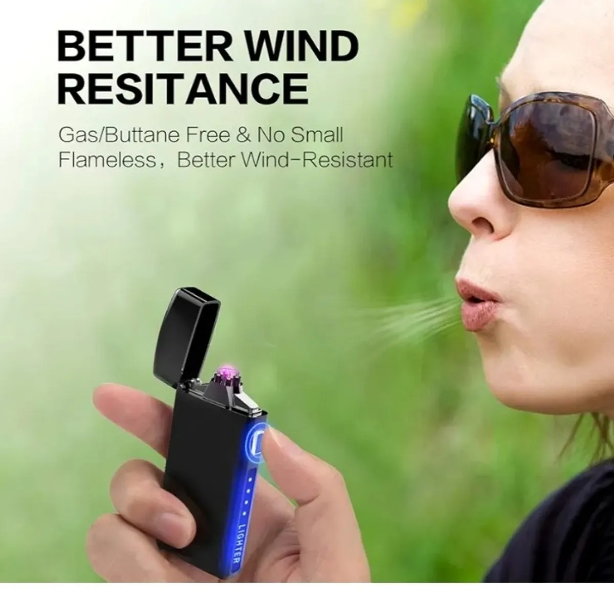 Electric Lighter with LED Battery Indicator , Rechargeable Windproof Flameless