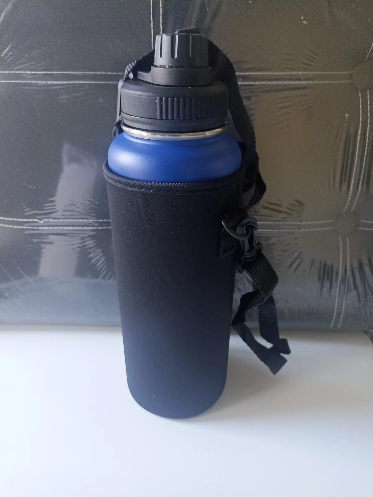 40oz Asst colour Stainless steel Water Bottle with Pouch, Extra lid, Straw and a bottle brush., Jc Blue