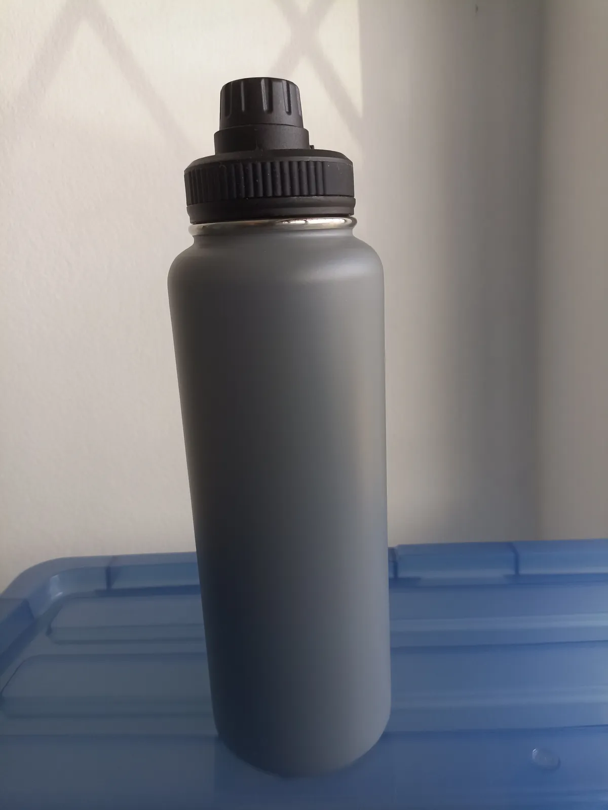 40oz Asst colour Stainless steel Water Bottle with Pouch, Extra lid, Straw and a bottle brush., Gray