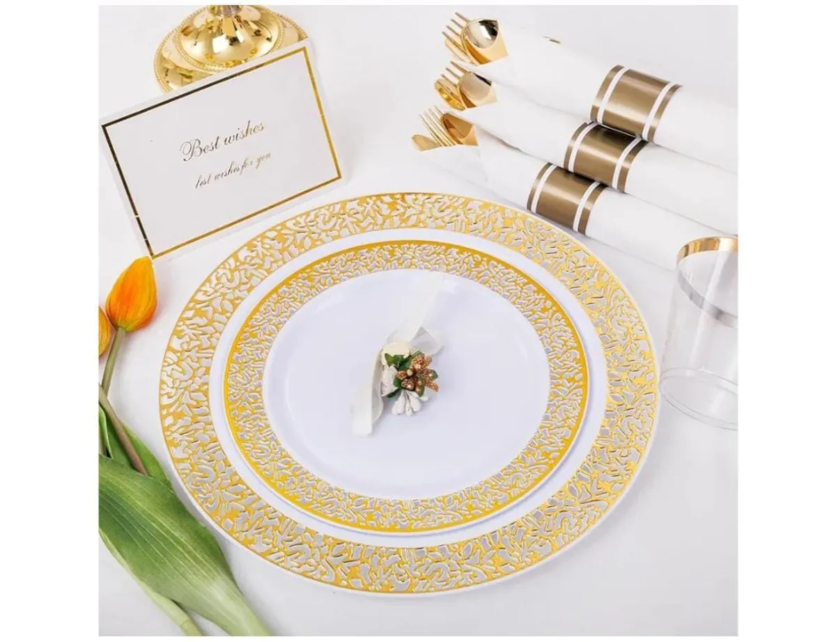 175 Pcs Gold Dinnerware Sets