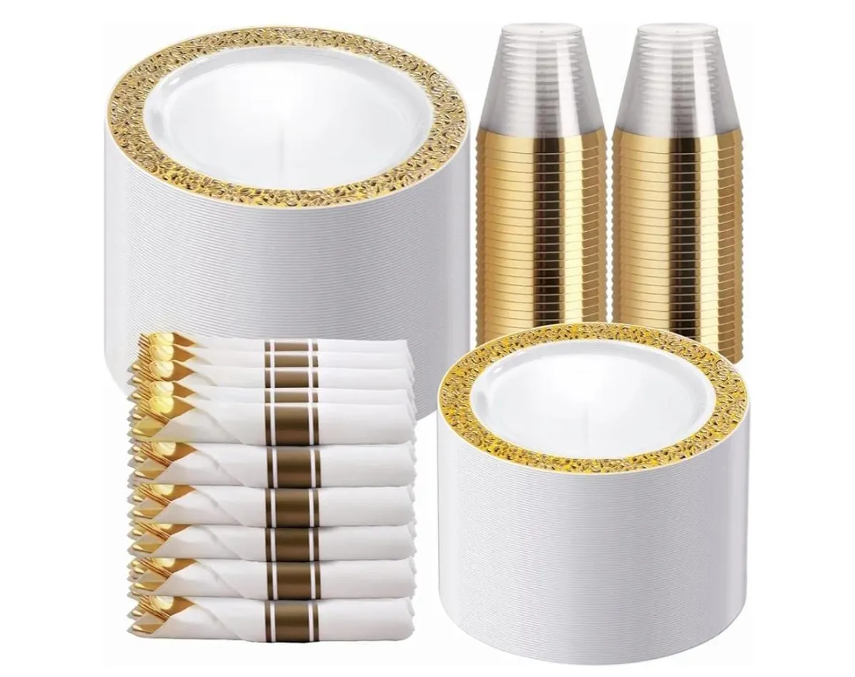 175 Pcs Gold Dinnerware Sets