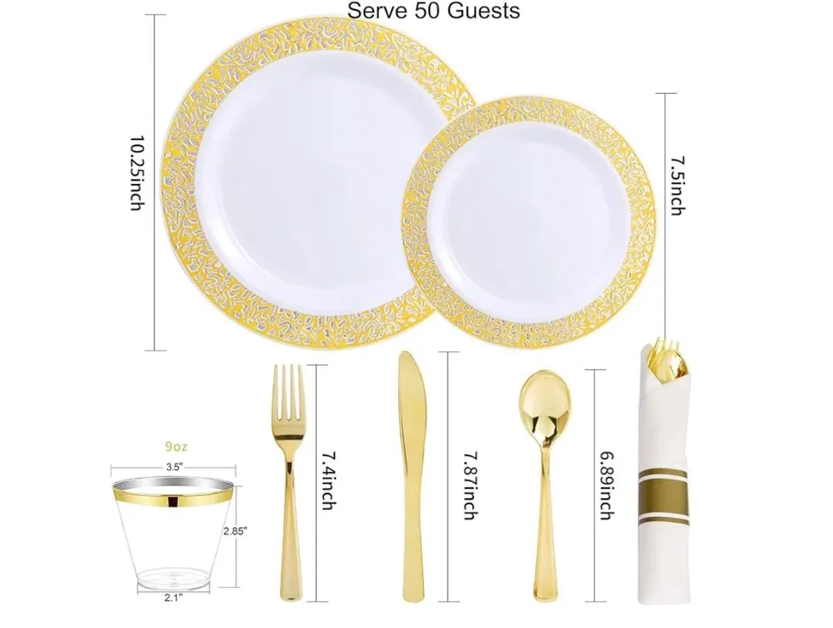 175 Pcs Gold Dinnerware Sets