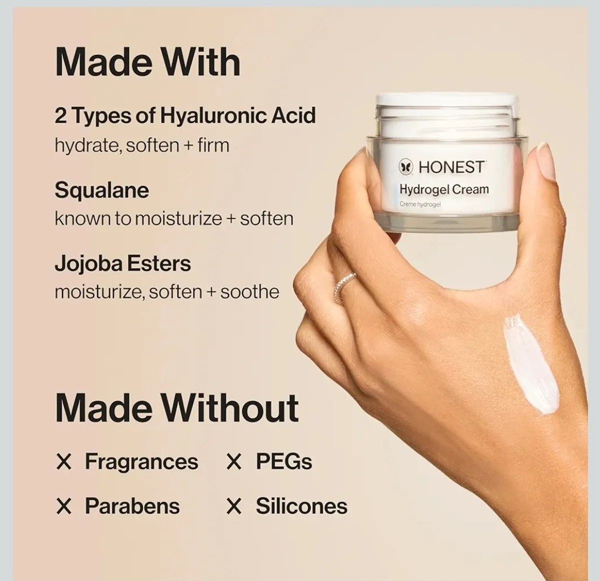 Honest Beauty Hydrogel Cream Mini with Hyaluronic Acid + Squalane | Travel Size | EWG Certified + Cruelty Free | 0.57 fl. oz.
