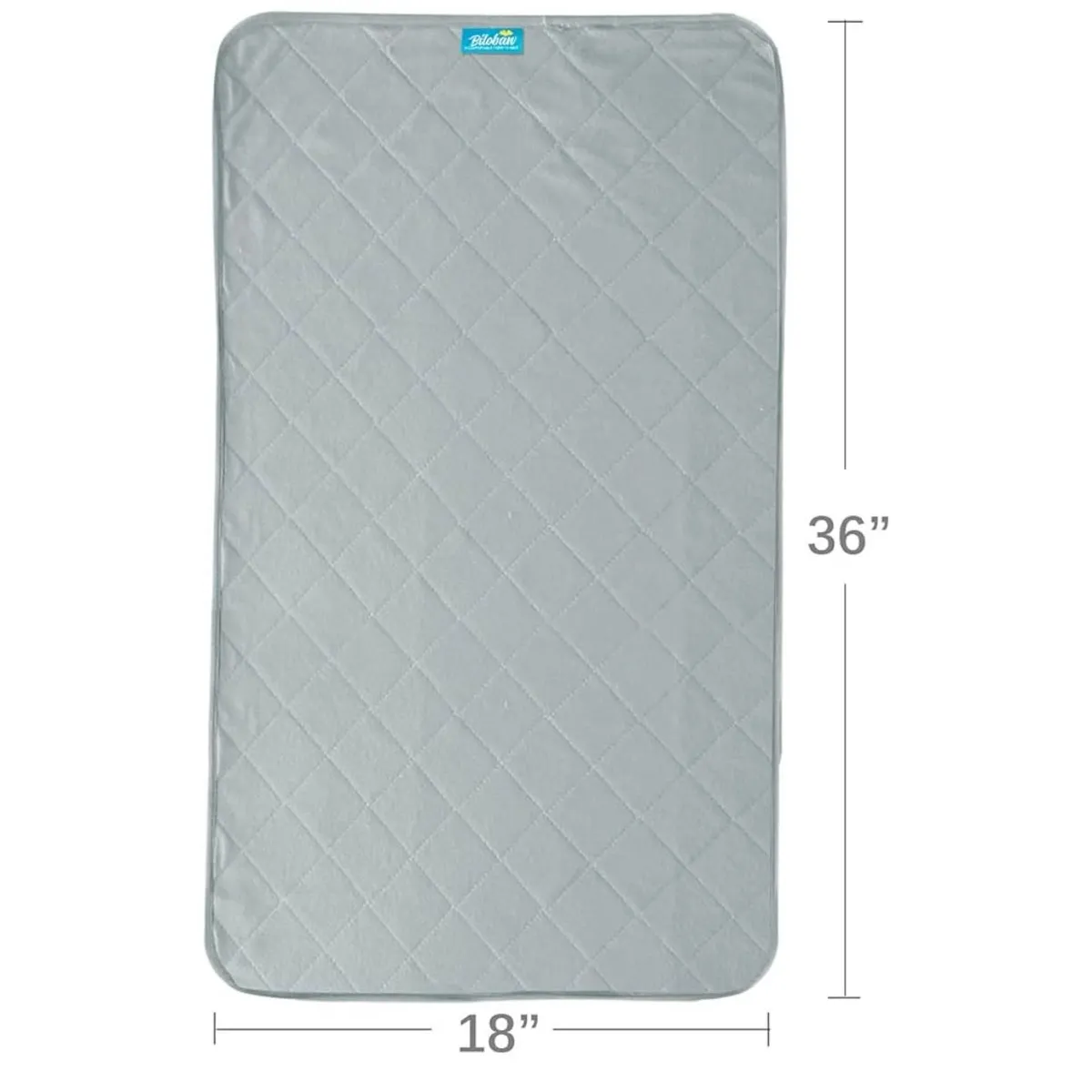 Biloban Waterproof Crib Mattress Protector 18”x 36", Grey