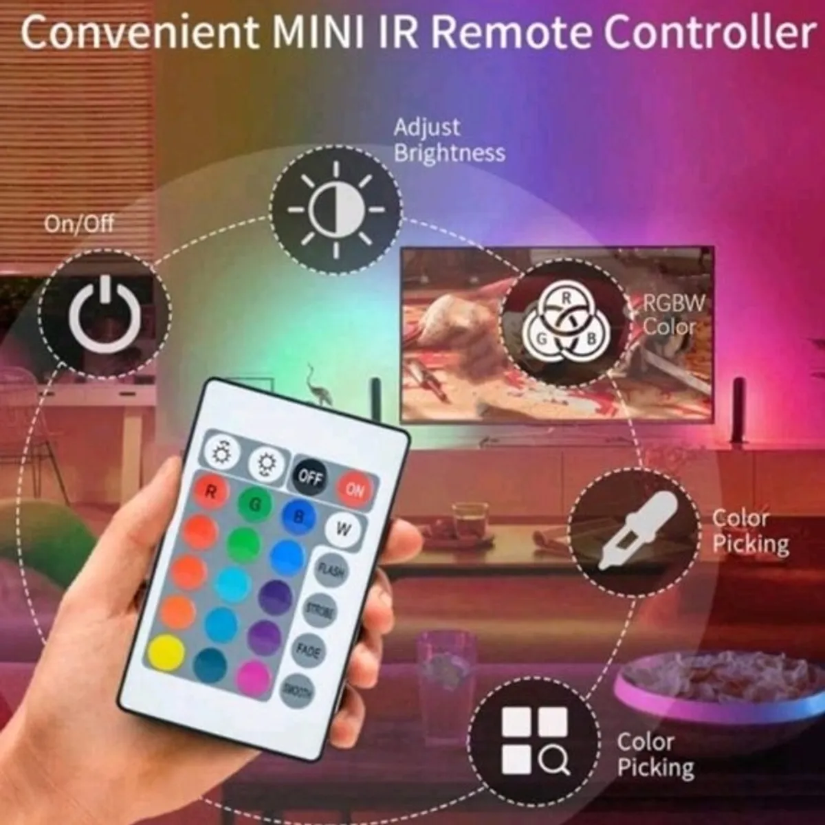 RGB Color Changing Light With 24 Button Remote Control 10M