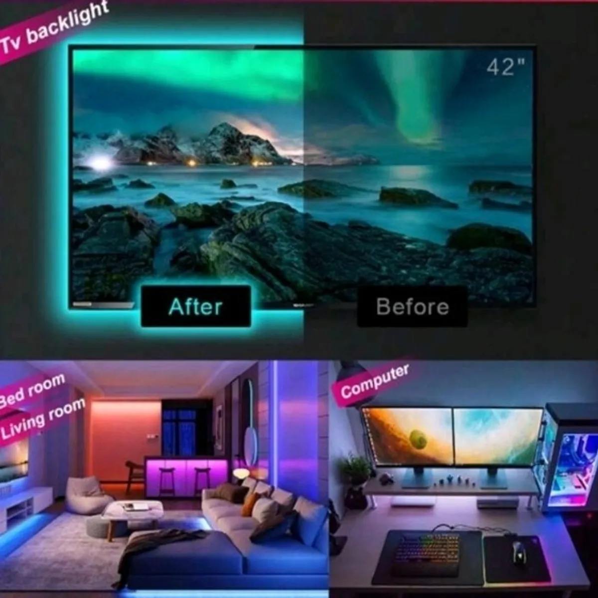 RGB Color Changing Light With 24 Button Remote Control 10M