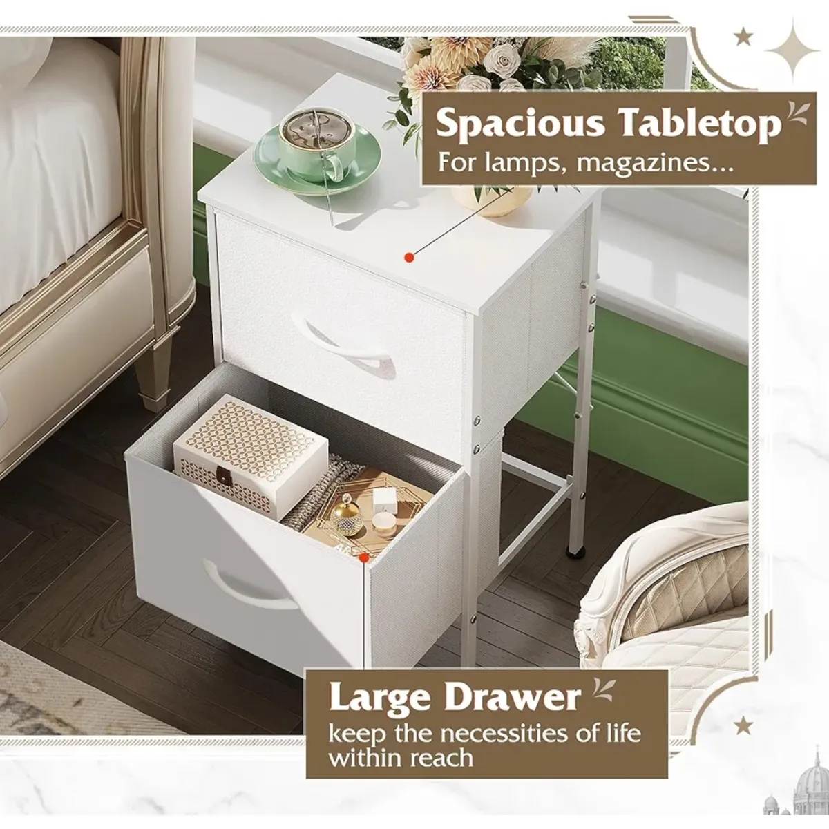 WLIVE White Night Stand,