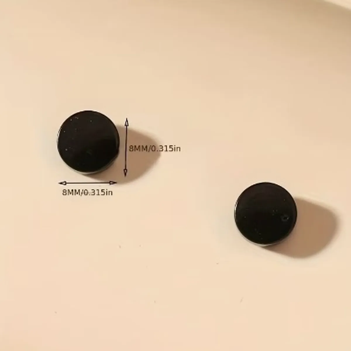 2pcs  Unisex  Black Round Stud Earrings