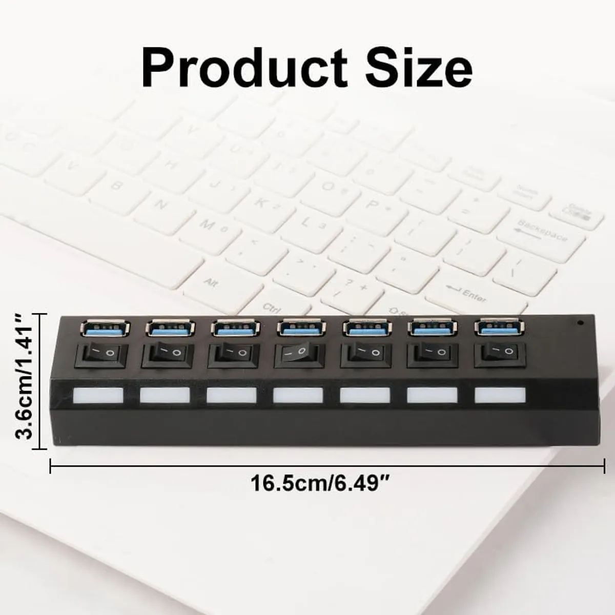 6 USB 2.0 Ports with USB Cable, Portable USB Adapter Multiport Data Hub for Home Office Laptop Desktop Workstation Data Transfer and Charging, Black