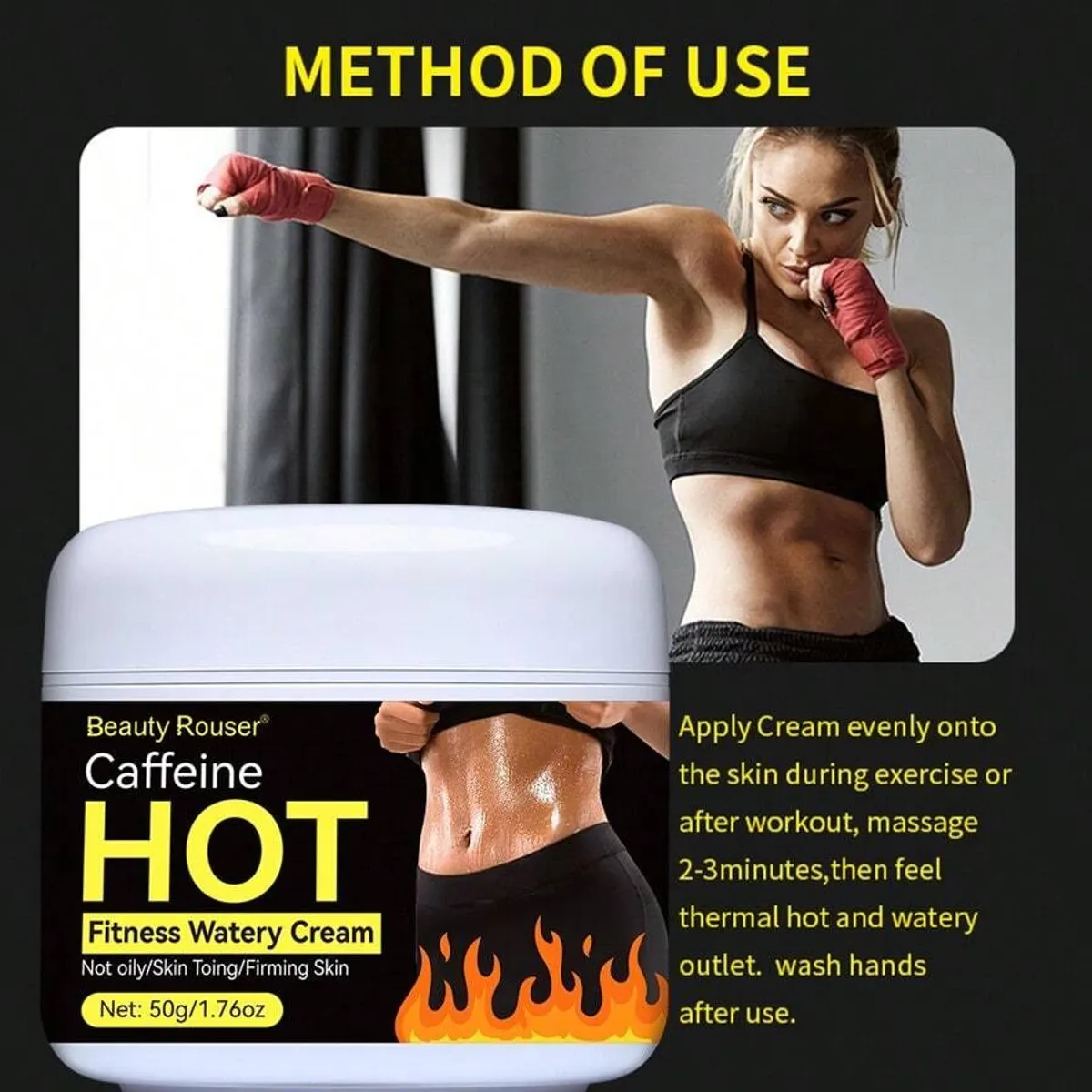 50g Caffeine Heat-Activated Fitness Cream, Body Skin Care For Legs, Buttocks, Abdomen, Arms, Body Massage Moisturizing Cream, Multi-Purpose Unisex Skincare