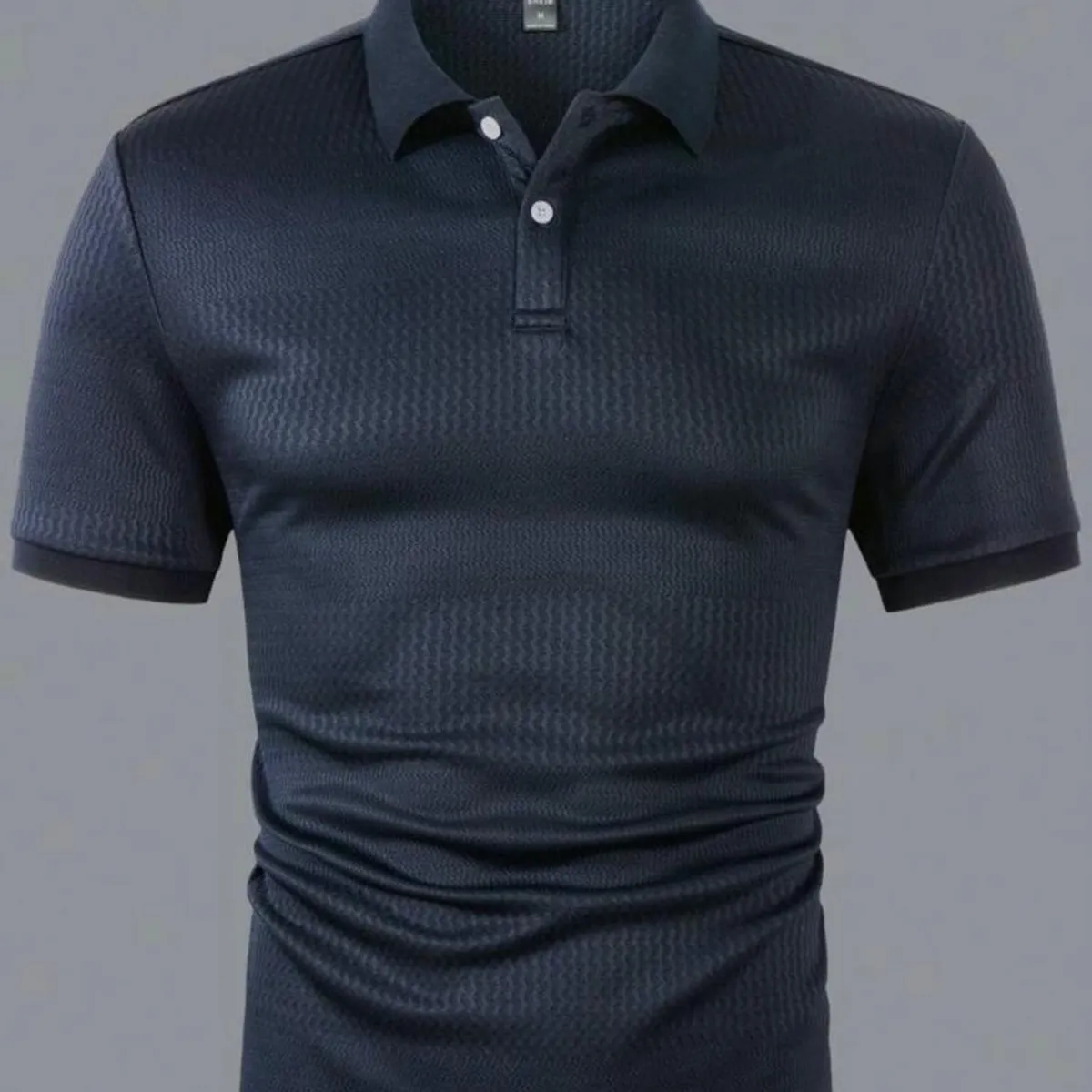 Men's Navy Blue Short Sleeve Polo Shirt- Size: S