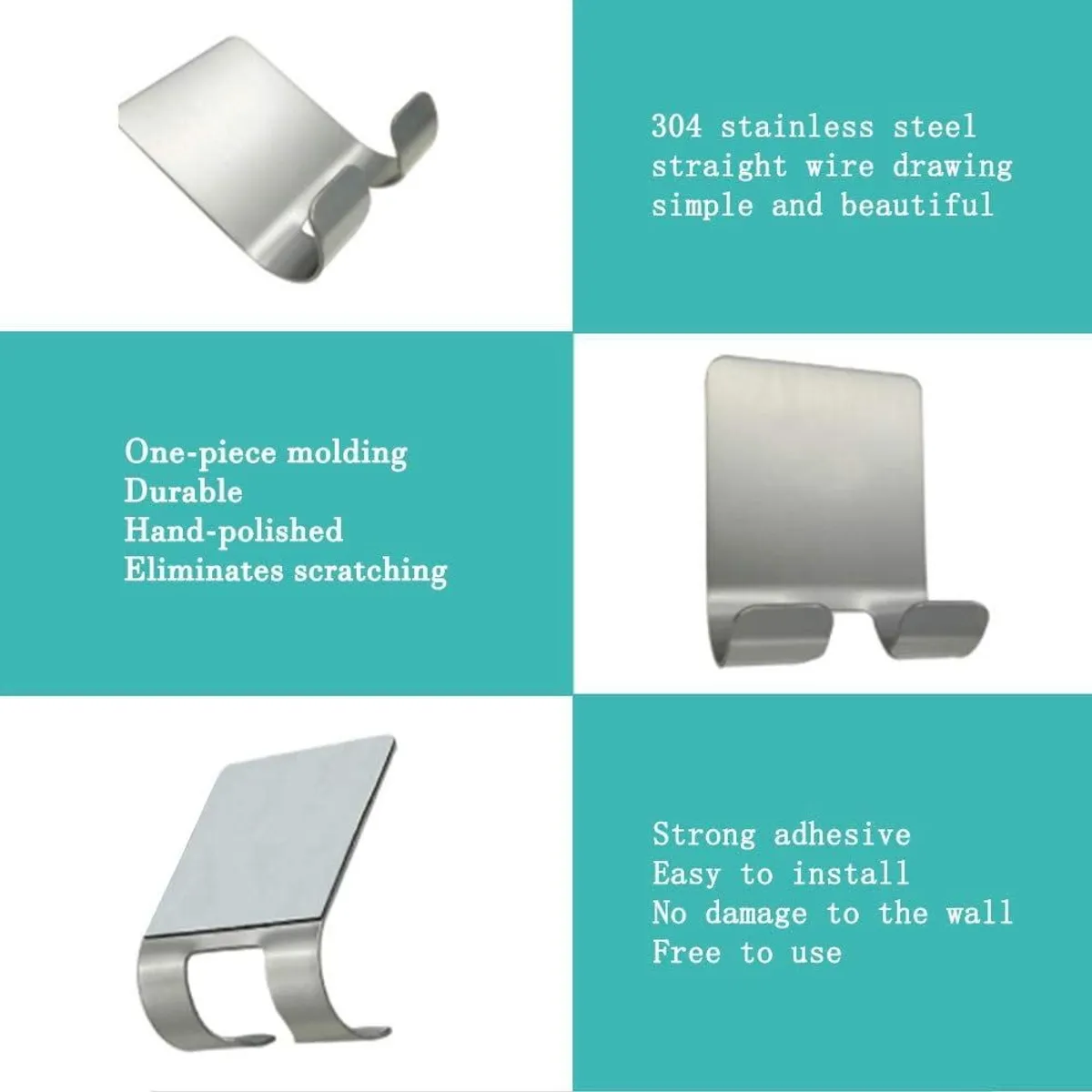 Holder Hooks, 2 Pieces Shaver Holders Self-Adhesive Multi-Purpose Hooks Stainless St