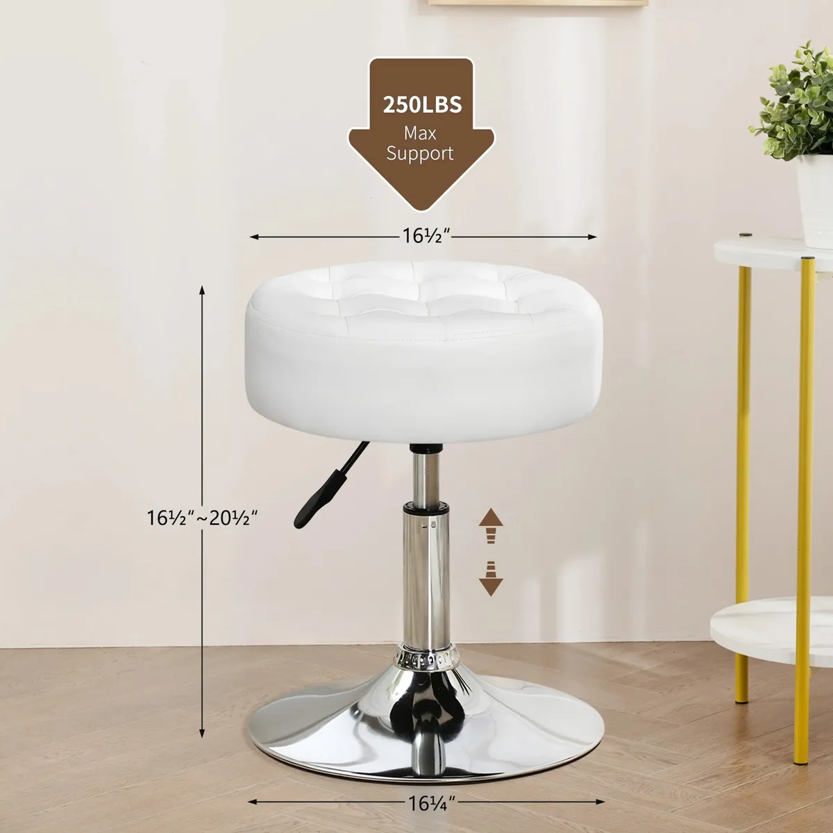 Barlena 16.5" Wide Leather Vanity Stool