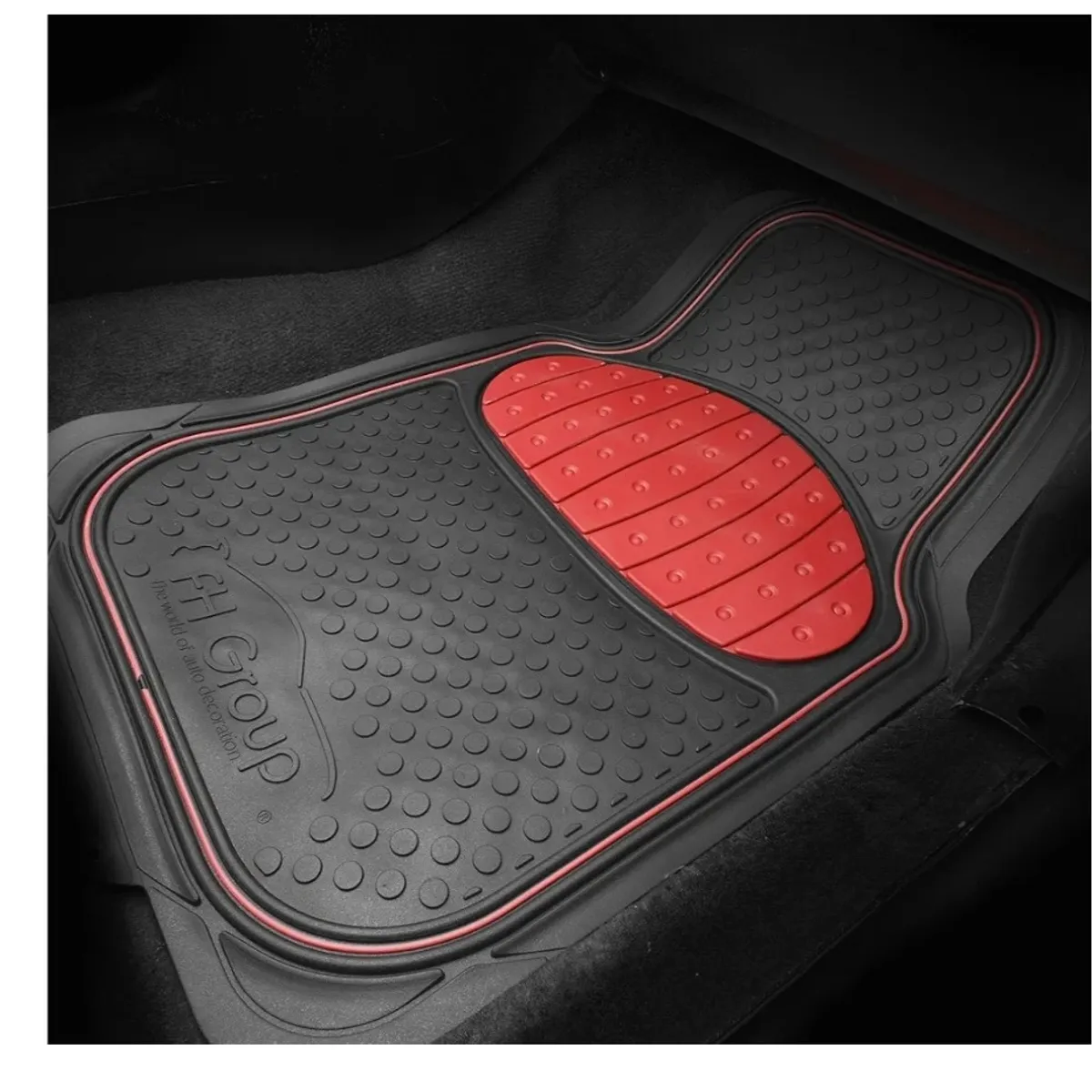 FH Group Car Floor Mats - Heavy-Duty Rubber Floor Mats for Cars, Universal Fit Full Set, Trimmable Automotive Floor Mats, Climaproof Floor Mats for Most Sedan, SUV, Truck Floor Mats Red