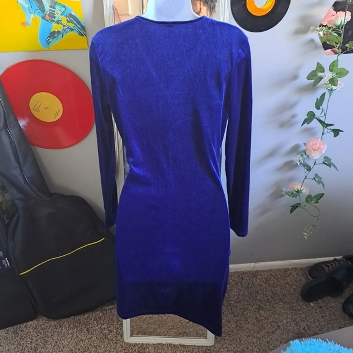 Royal Blue Velvet Dress - Size: XL