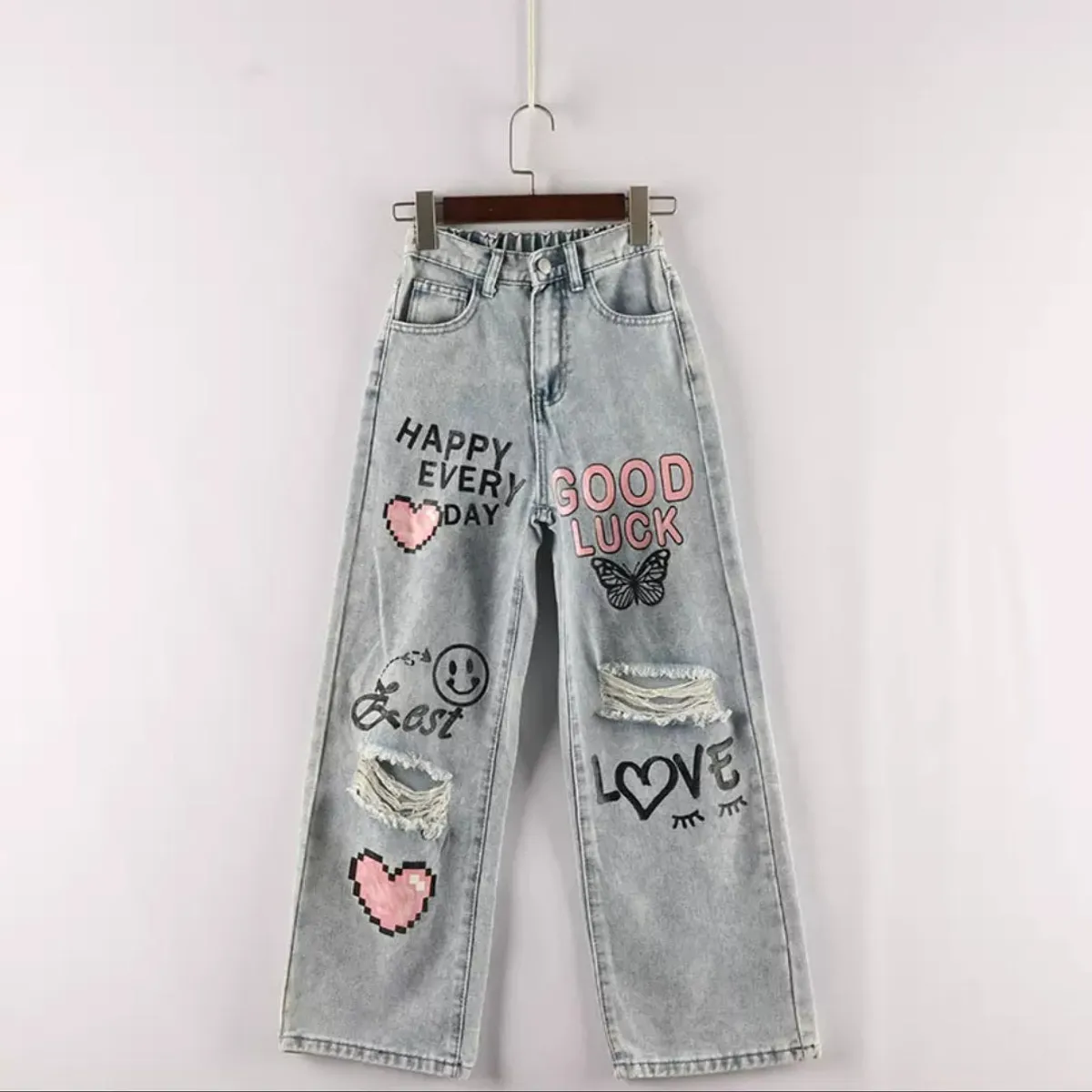 Jeans for Girls High Quality With Pink Sleeveless Blouse - Size: 18-24M