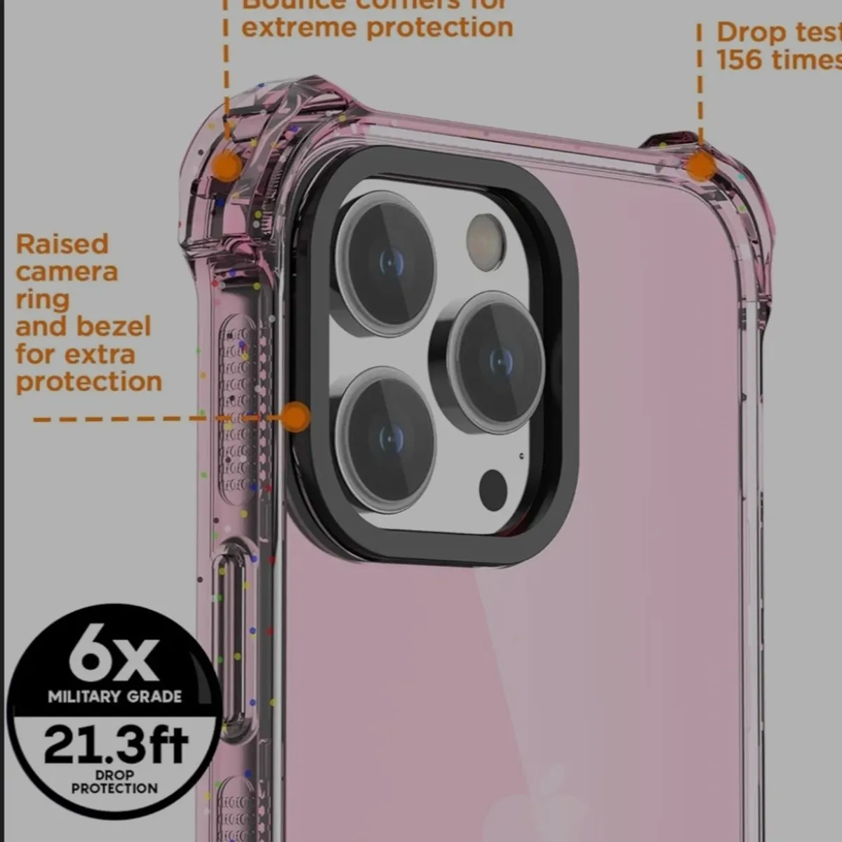 IPhone 12 Pro Max Clear  Case with a Pink Bumper