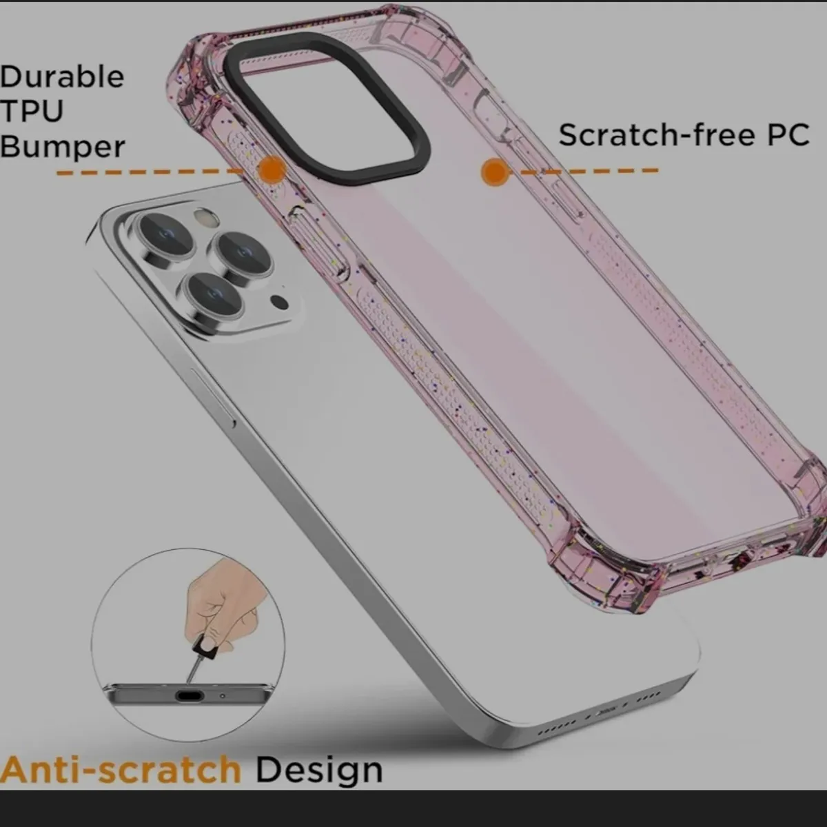 IPhone 12 Pro Max Clear  Case with a Pink Bumper