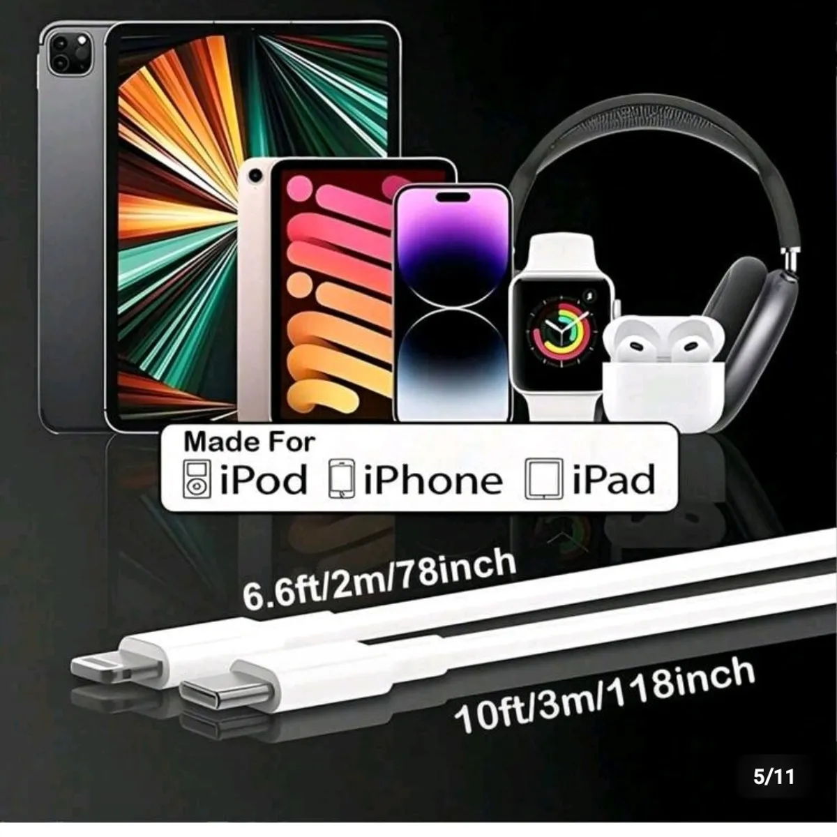 1pc  3.3ft/100cm High Efficiency Fast Charging Cable