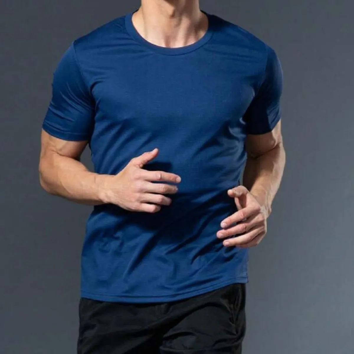 Men Sports T-Shirt, Short Sleeve T-Shirt, Running Sports T-Shirt, Fitness Clothing, Outdoor Blue T-Shirt - Size S.