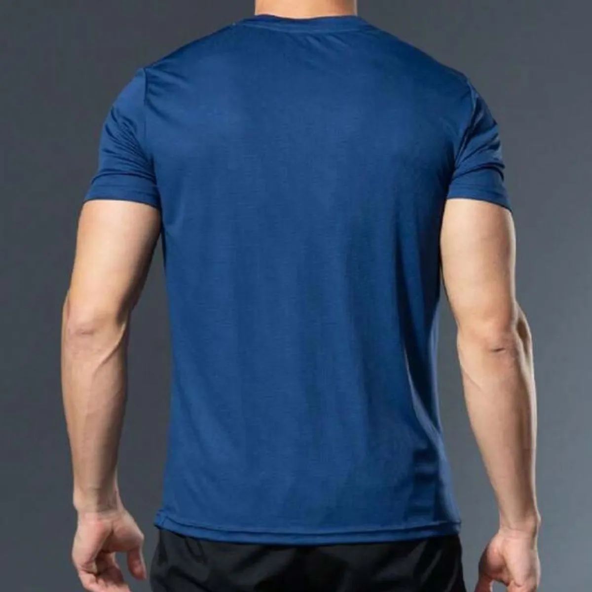 Men Sports T-Shirt, Short Sleeve T-Shirt, Running Sports T-Shirt, Fitness Clothing, Outdoor Blue T-Shirt - Size S.