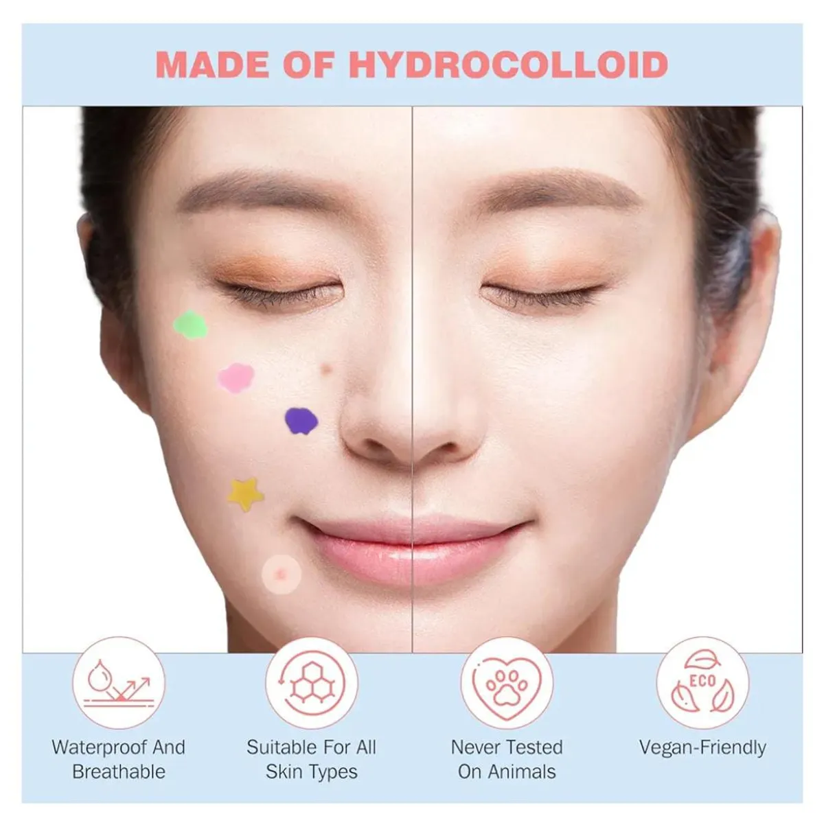 Hiloes Pimple Patches For The face 260 Pieces hydro-colloid Acne Patches To Cover Pimples And Blemishes