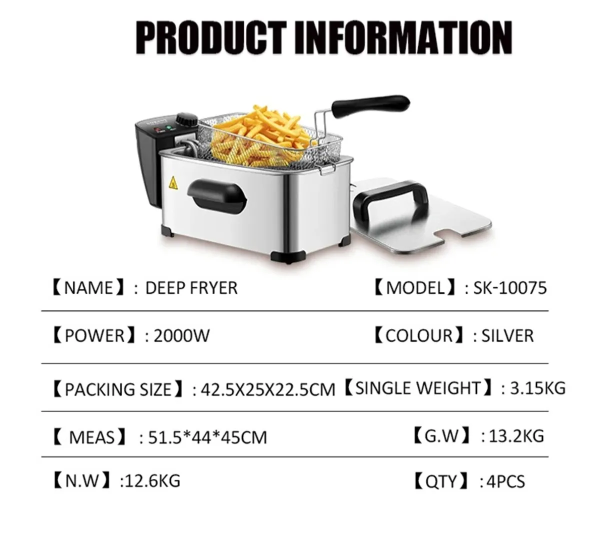 3.5Liter Stainless Steel 2000watt Electric Deep Fryer with Precise Temperature Control