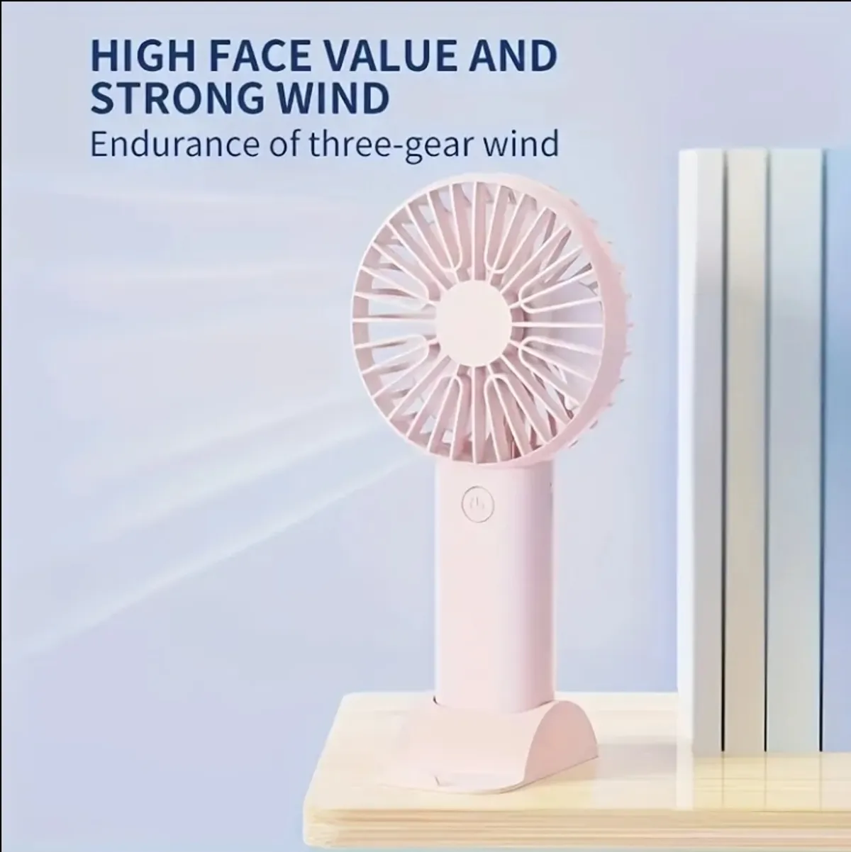 Portable Handheld Fan with Three Adjustable Wind Speeds, USB Rechargeable, 300mAh Battery, Suitable for Office, Travel, and Outdoor Use.