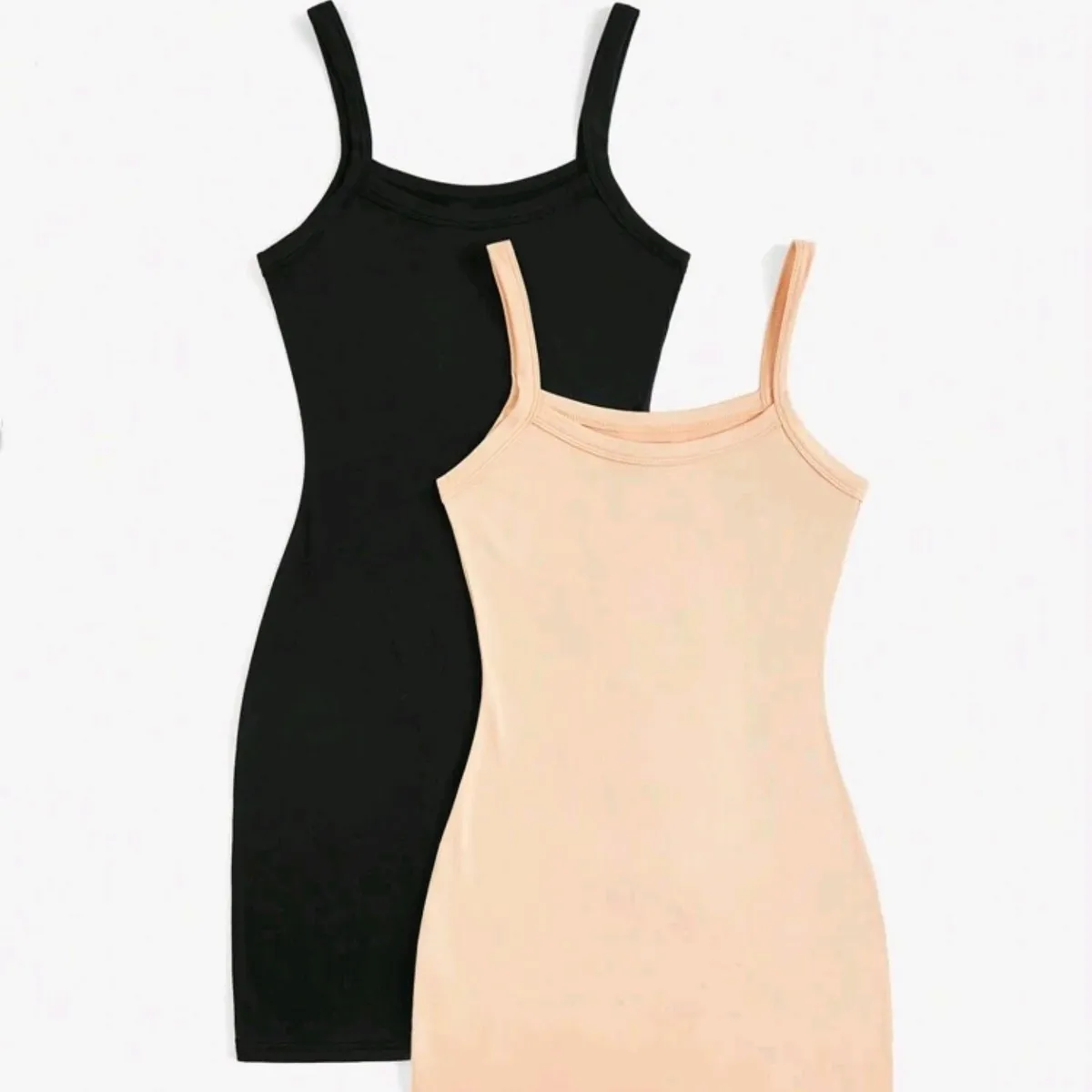2pcs Solid Color Tight-Fitting Strapless Open Shoulder Dresses - Size: L
