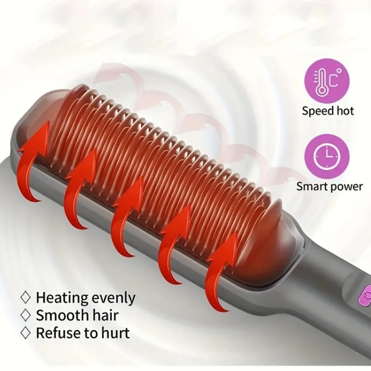 Professional Hair Straightener Brush with 4 Heat Settings, Ergonomic Grip & 30-Second Heat-Up – Effortless Salon-Style