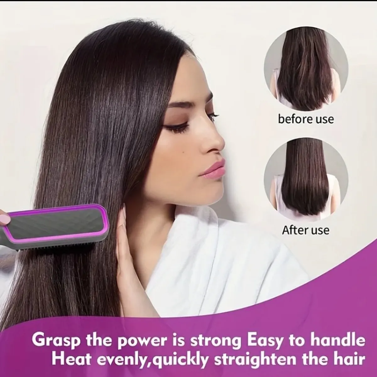 Professional Hair Straightener Brush with 4 Heat Settings, Ergonomic Grip & 30-Second Heat-Up – Effortless Salon-Style