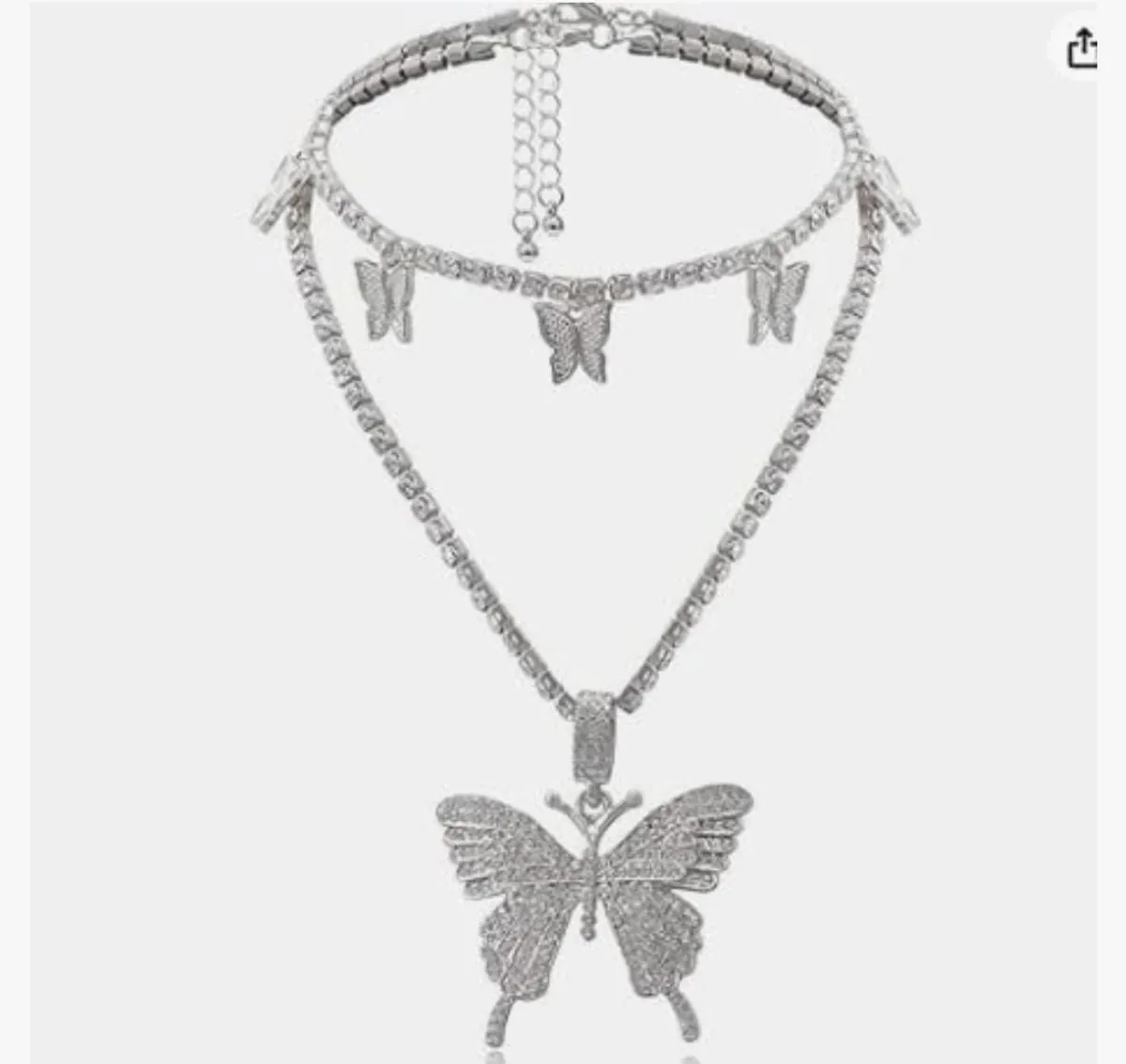 Butterfly Choker Necklace Rhinestone Pendant Necklaces