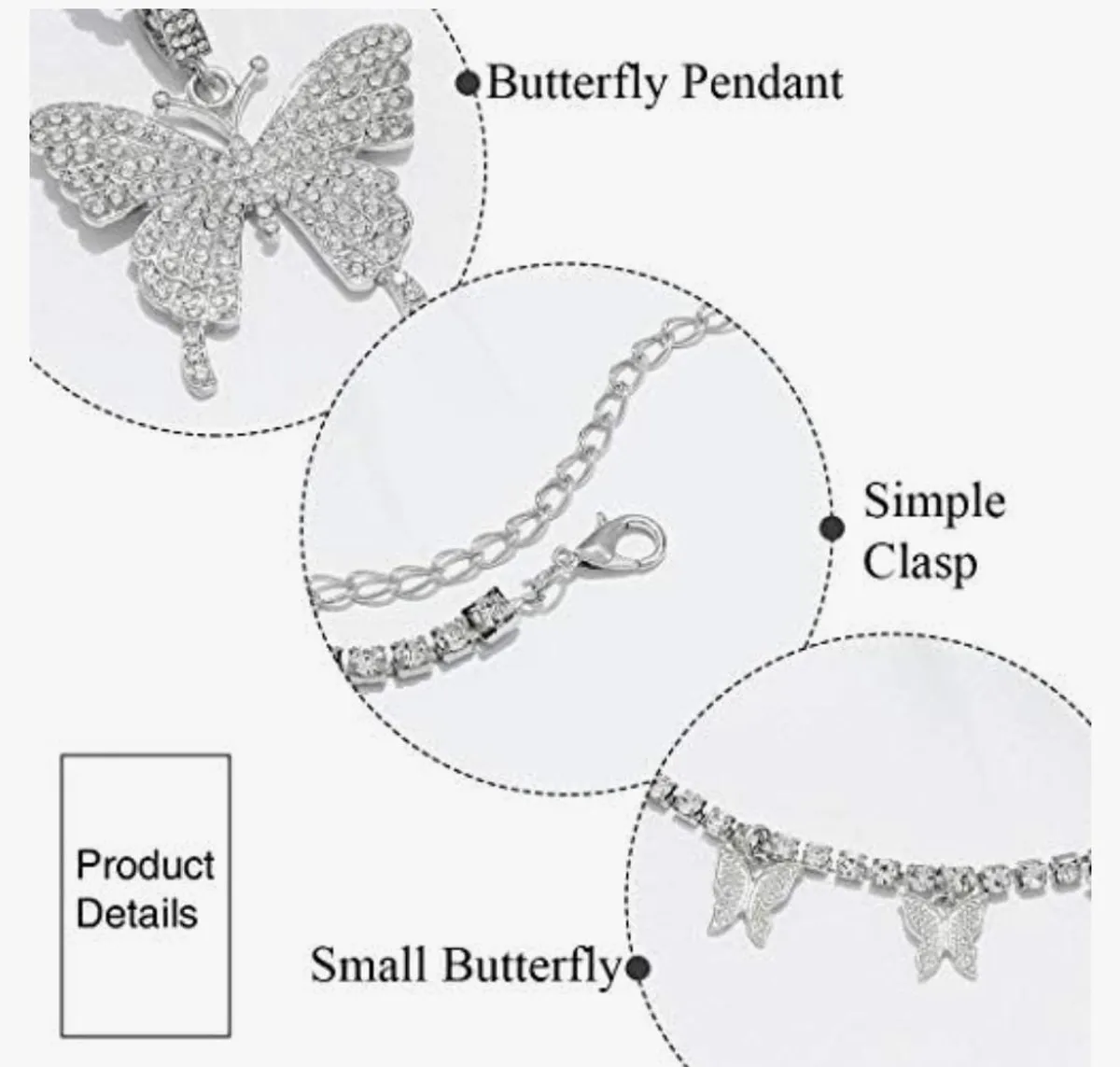 Butterfly Choker Necklace Rhinestone Pendant Necklaces