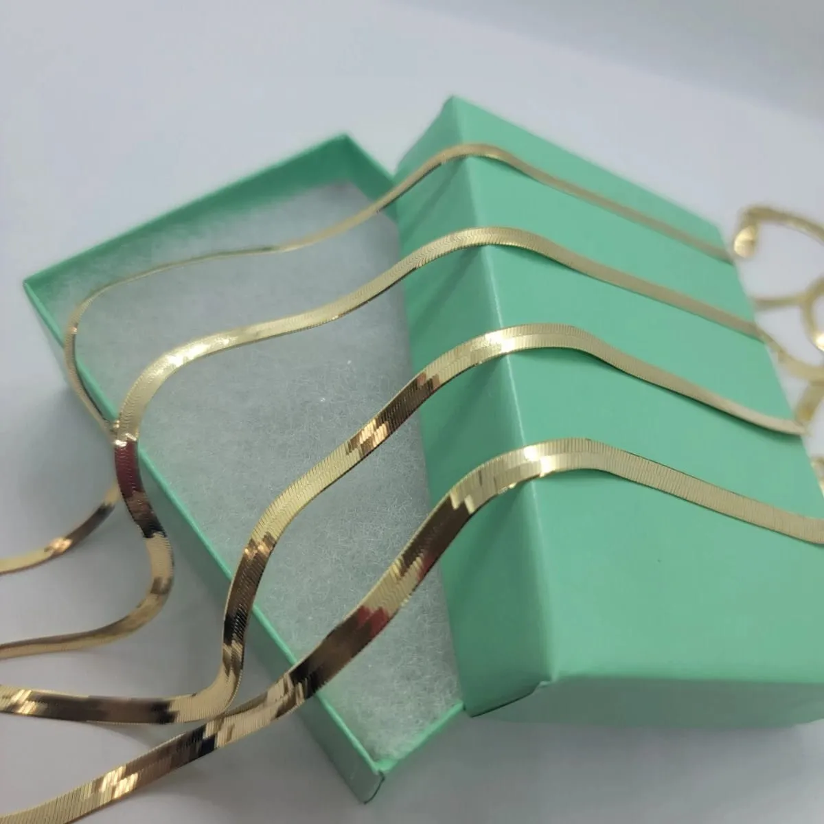 Gold Herringbone Chain Necklace