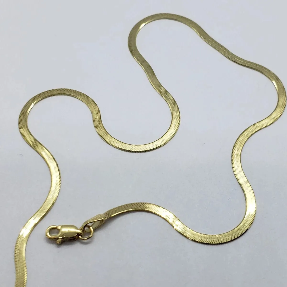 Gold Herringbone Chain Necklace
