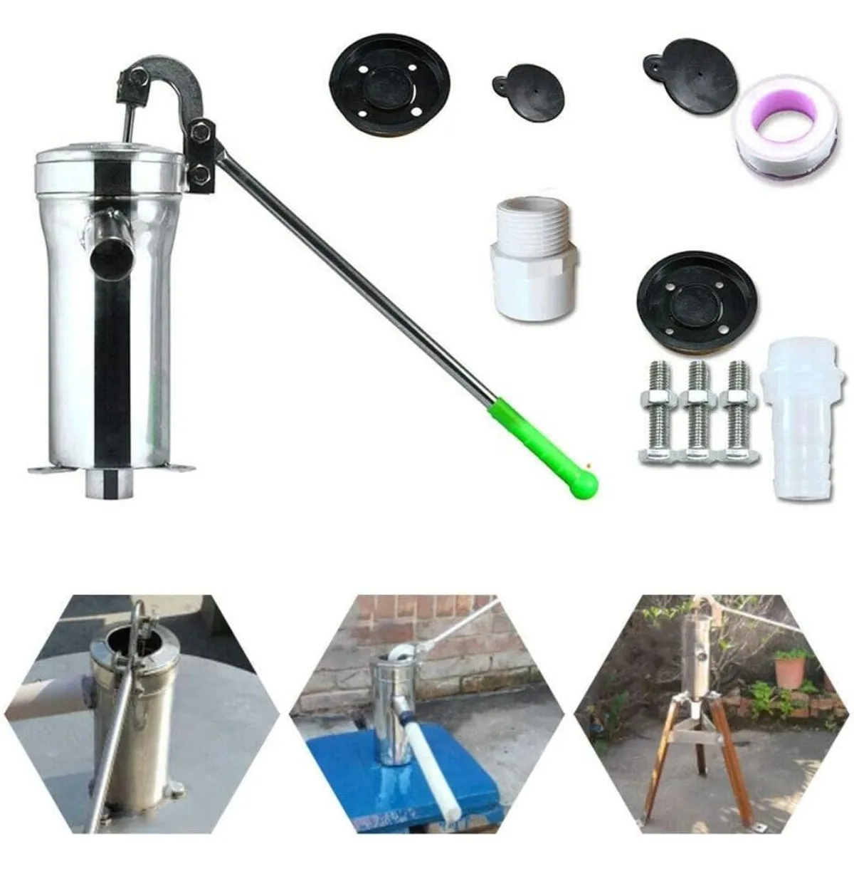 Well Pump, Stainless Steel Deep Well Hand Pump Water Suction, 10m Suction Depth For Home Garden Yard