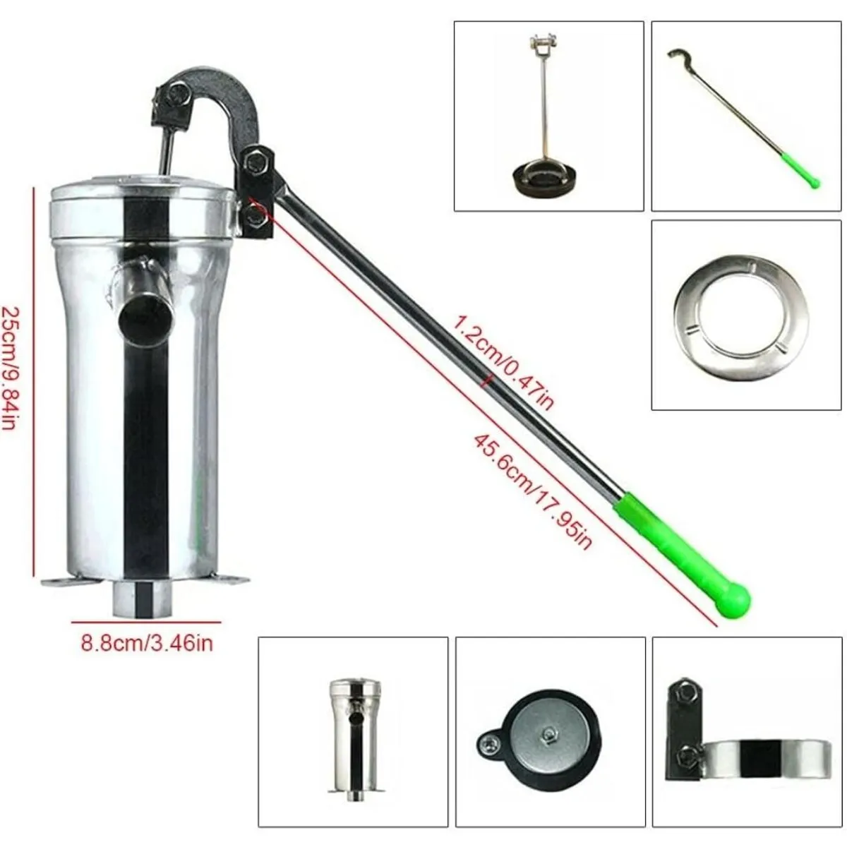 Well Pump, Stainless Steel Deep Well Hand Pump Water Suction, 10m Suction Depth For Home Garden Yard