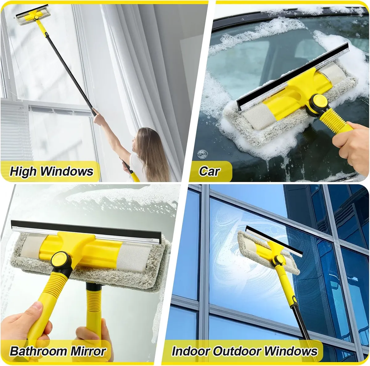 Professional Squeegee for Window Cleaning Tool Kit with Scrubber