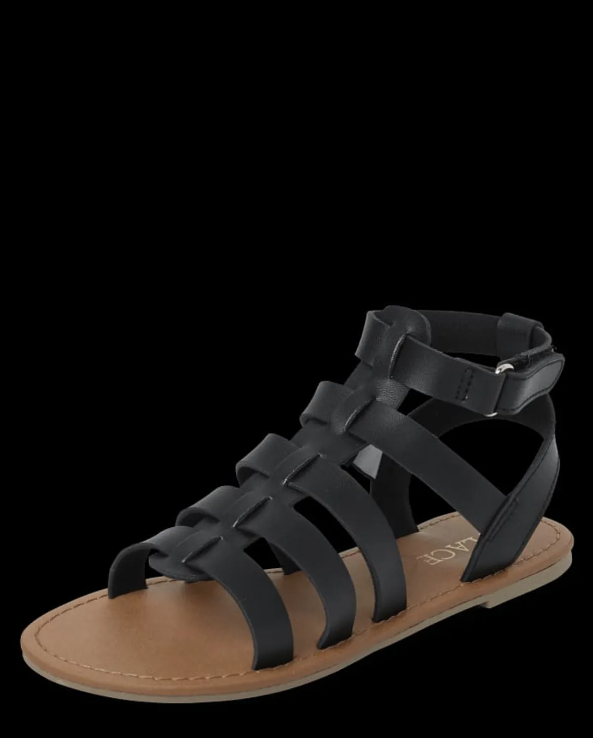 The Children Place Girls Gladiator Sandals Black - Size 4