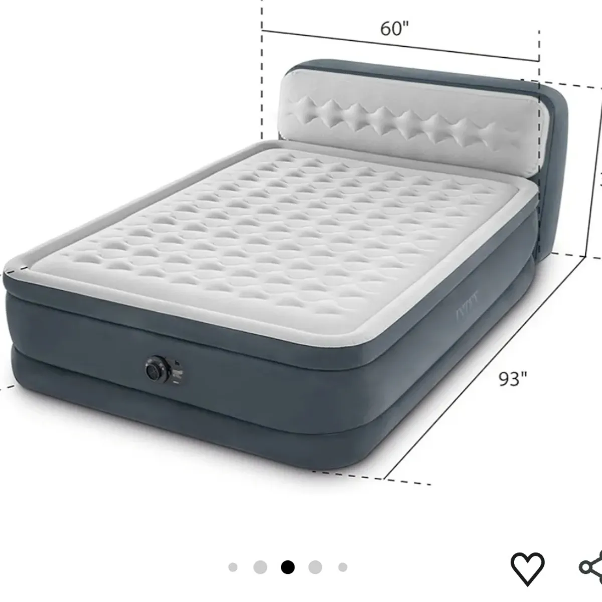 Intex 64447ED Dura-Beam Deluxe Ultra Plush Air Mattress with Headboard: Fiber-Tech – Queen Size – Built-in Electric Pump – 18in Bed Height – 600lb Weight Capacity